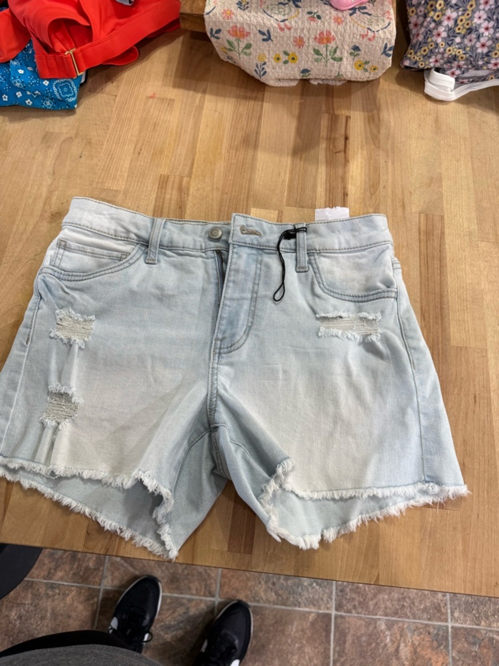 No Boundaries Light Blue Distressed Jean Shorts